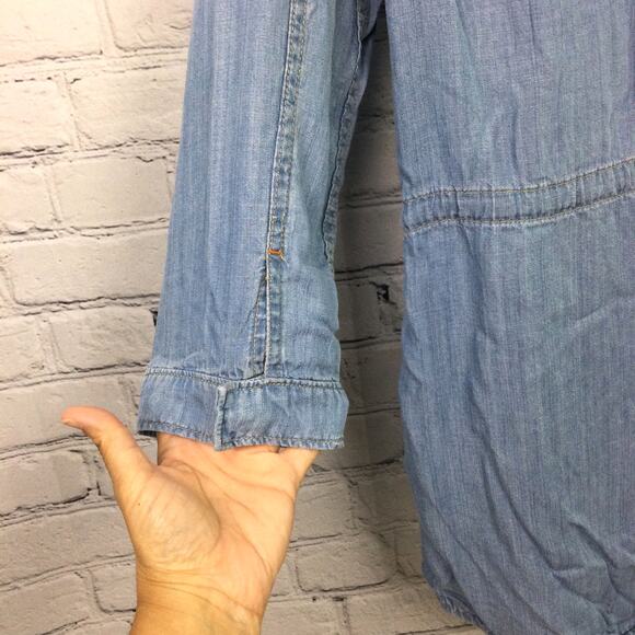 Dittos Women's Chambray Flap Pocket Hooded 3/4 Lightweight Zippered Jacket M - Picture 8 of 15